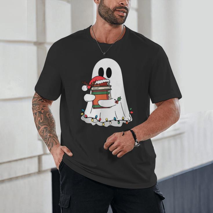 Cute Ghost Holding Books Bookish Christmas Unisex T-Shirt Cute Ghost Holding Books Bookish Christmas Unisex T-Shirt