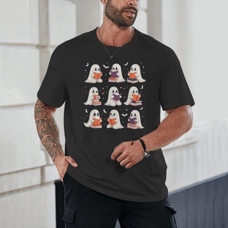 Cute Ghost Reading Book Lovers Halloween Ghost Unisex T-Shirt