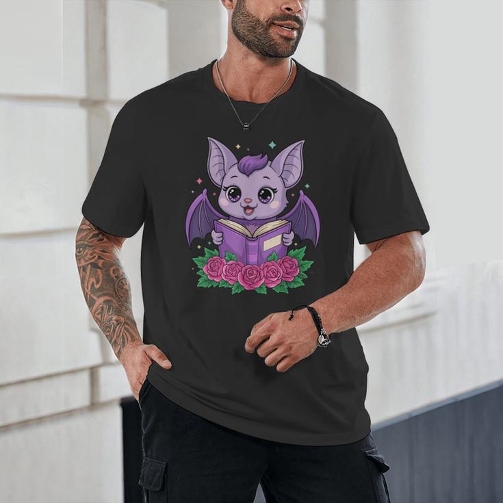Cute Pastel Goth Bat Reading Book Unisex T-Shirt