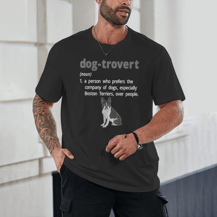 Dog-Trovert Boston Terrier Humor Definition Introvert Unisex T-Shirt