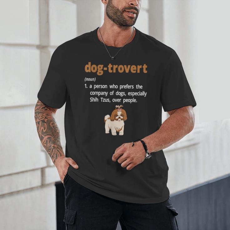 Dog-Trovert Shih Tzu Humor Definition Introvert Unisex T-Shirt