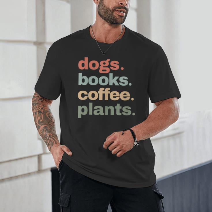 Dogs Books Coffee Plant Lover Gardening Cute Mom Life Unisex T-Shirt