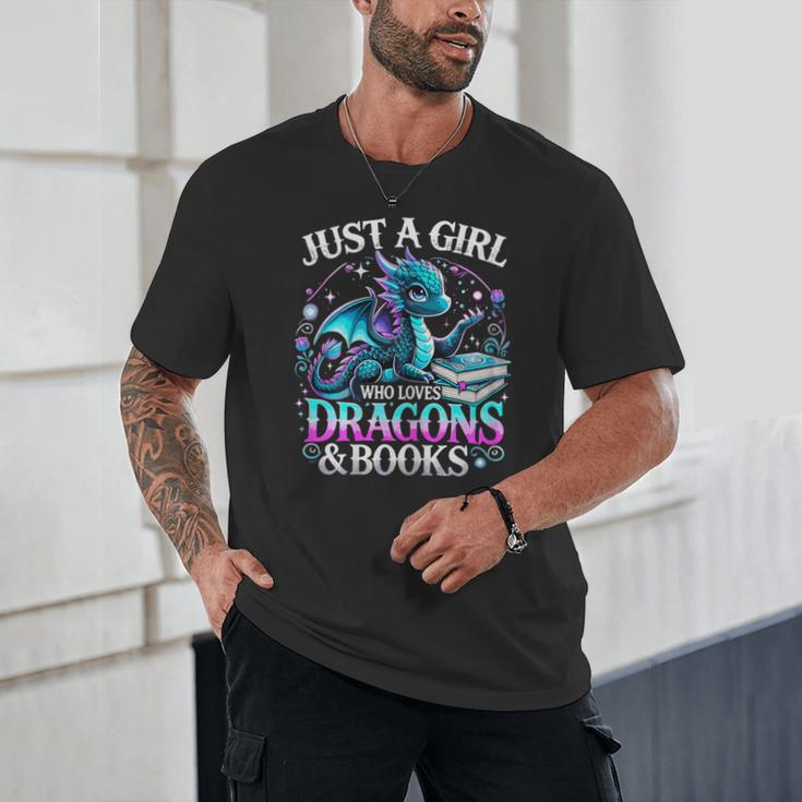 Dragon Reading Just A Girl Who Loves Dragons And Books Unisex T-Shirt