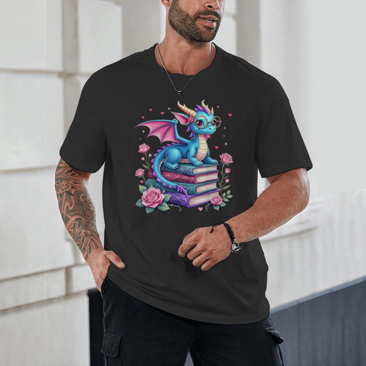 Dragons And Books Dragon Reading Book Lover Girl Bookworm Unisex T-Shirt
