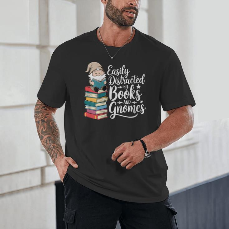 Easily Distracted By Books And Gnomes Unisex T-Shirt Easily Distracted By Books And Gnomes Unisex T-Shirt
