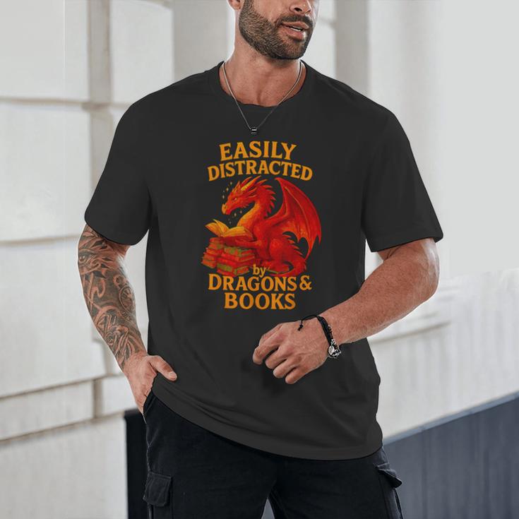 Easily Distracted By Dragons And Books Reading Unisex T-Shirt
