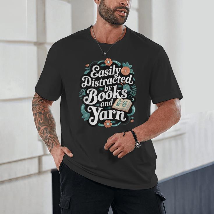 Easily Distracted By Yarn And Books Unisex T-Shirt