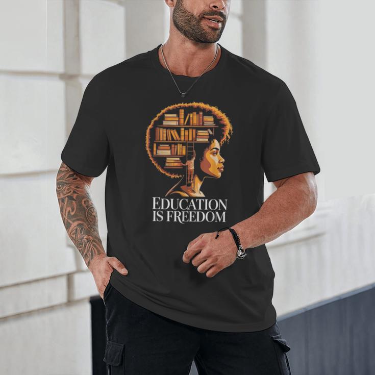 Education Is Freedom Afro Woman Book Illustration Unisex T-Shirt Education Is Freedom Afro Woman Book Illustration Unisex T-Shirt