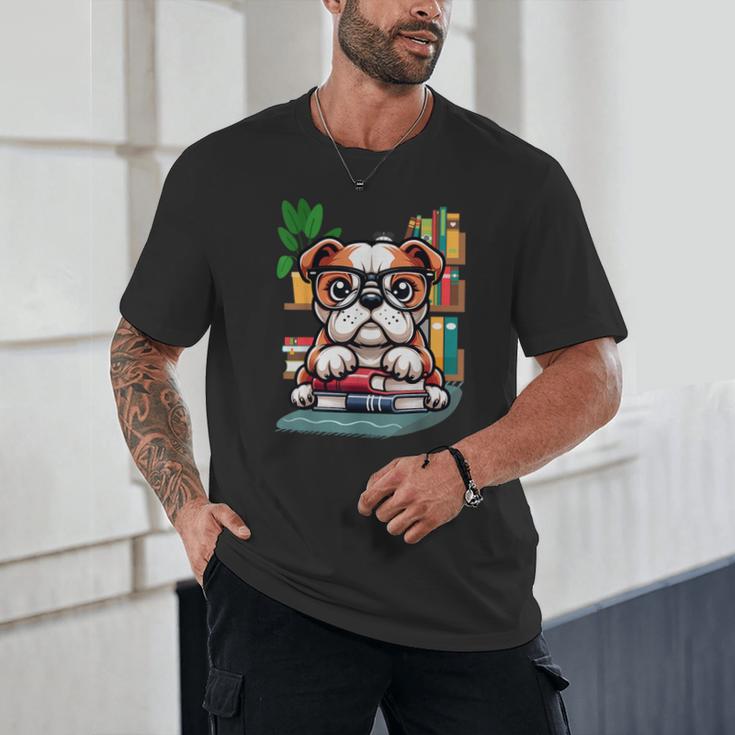 English Bulldog Reading a Book Dog Unisex T-Shirt English Bulldog Reading a Book Dog Unisex T-Shirt