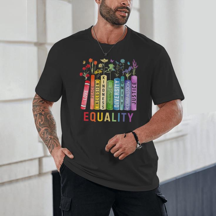 Equality Books Peace Love Compassion LGBT Gay Lesbian Pride Unisex T-Shirt Equality Books Peace Love Compassion LGBT Gay Lesbian Pride Unisex T-Shirt