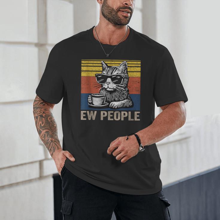 Ew People Introvert Cat Lover Crazy Vintage Cat Lady Unisex T-Shirt