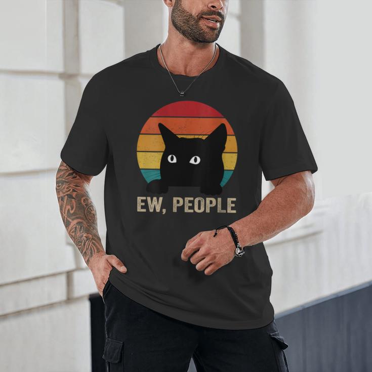 Ew People Introvert Cat Lover Cat Lady Vintage Unisex T-Shirt
