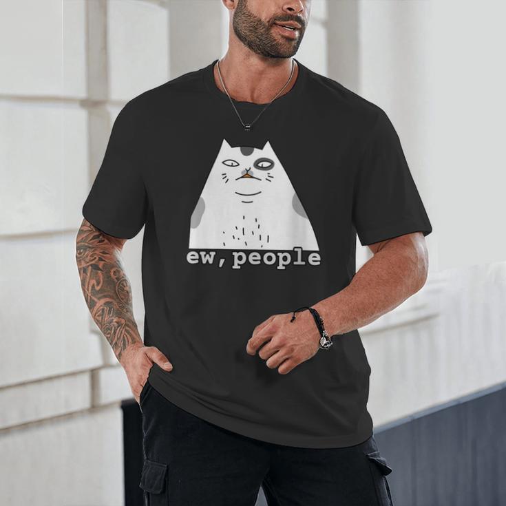 Ew People Introvert Sayings Sarcastic Cat Quote Unisex T-Shirt
