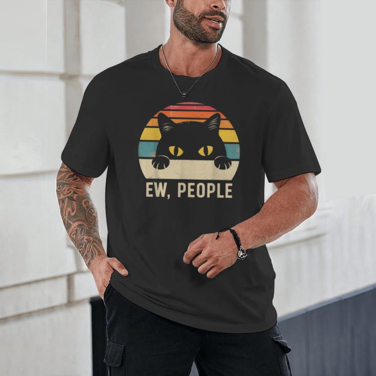 Ew People Retro Cat Vintage Anti-Social Introvert Unisex T-Shirt