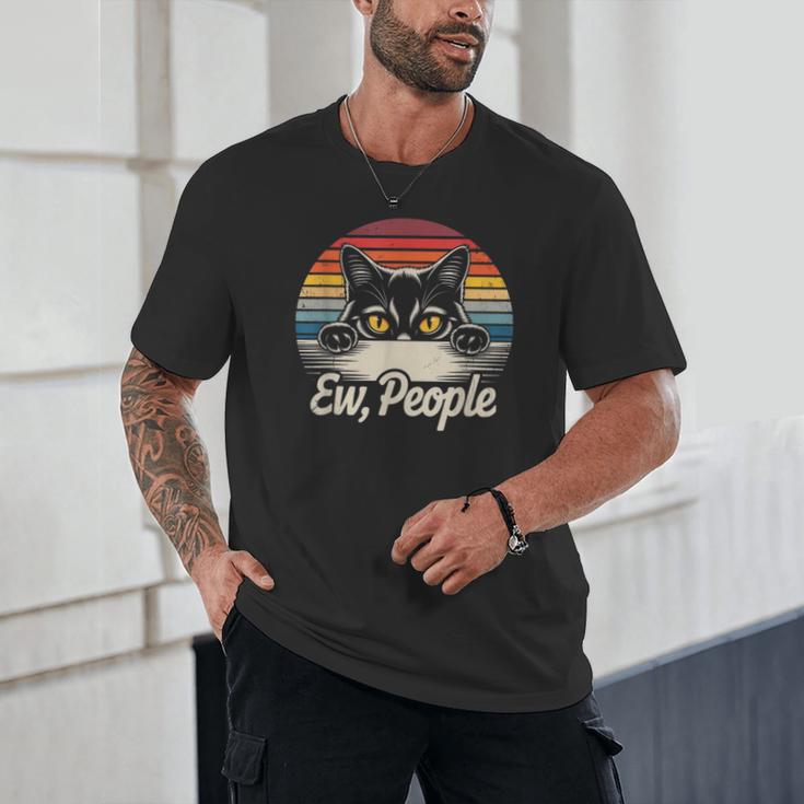 Ew People Retro Cat Vintage Anti Social Introvert Unisex T-Shirt