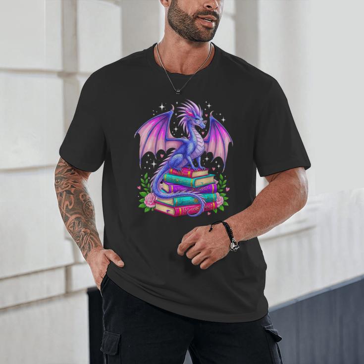 Fantasy Dragon Reading Books Bookworm Unisex T-Shirt