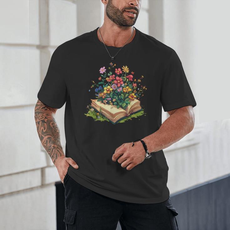 Floral Book Bloom Wildflowers Literature Nature Fantasy Unisex T-Shirt Floral Book Bloom Wildflowers Literature Nature Fantasy Unisex T-Shirt