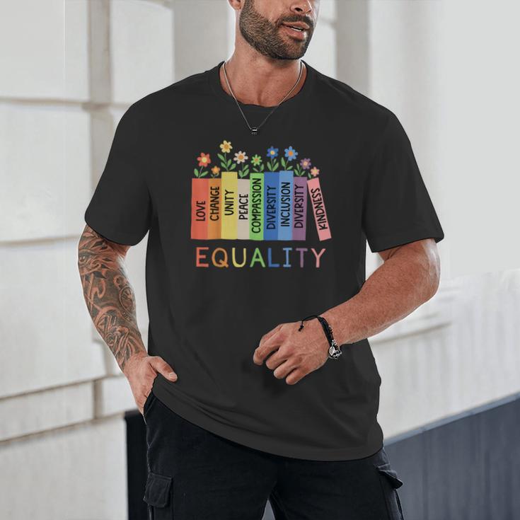 Floral Book Equality Human Rights Social Justice Peace Love Unisex T-Shirt