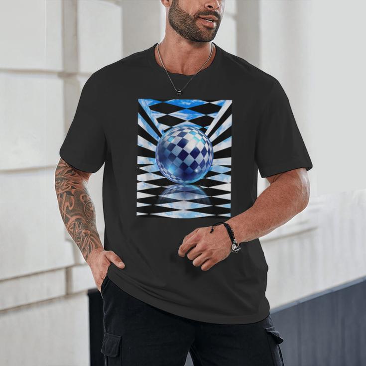 Frutiger Aero Aesthetic Tech Checkered Room Orb Sky Unisex T-Shirt Frutiger Aero Aesthetic Tech Checkered Room Orb Sky Unisex T-Shirt