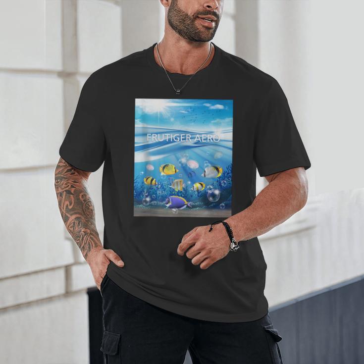 Frutiger Aero Aesthetic Tech Ocean Underwater Fishes Unisex T-Shirt Frutiger Aero Aesthetic Tech Ocean Underwater Fishes Unisex T-Shirt