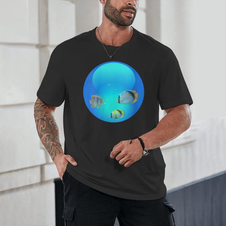 Frutiger Aero Aesthetic Tech Orb Fishes Unisex T-Shirt