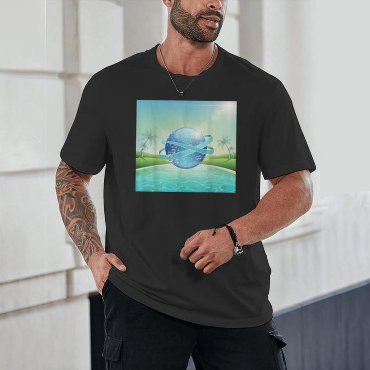 Frutiger Aero Y2k Aesthetic Palm Trees Cyber Beach World Unisex T-Shirt