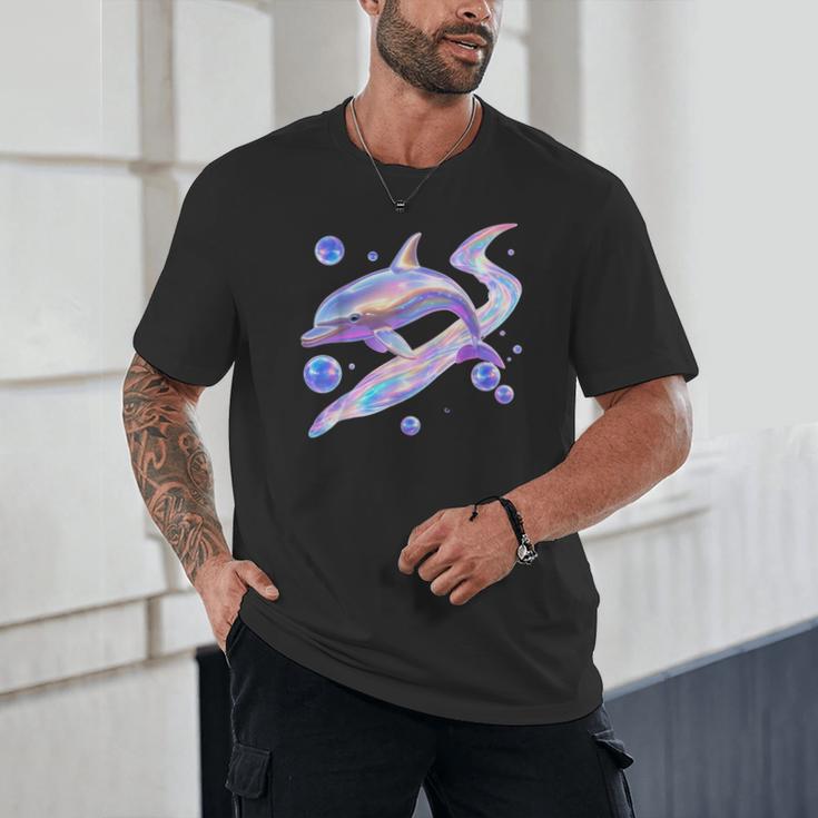 Frutiger Aero Y2K Chrome Dolphin Unisex T-Shirt