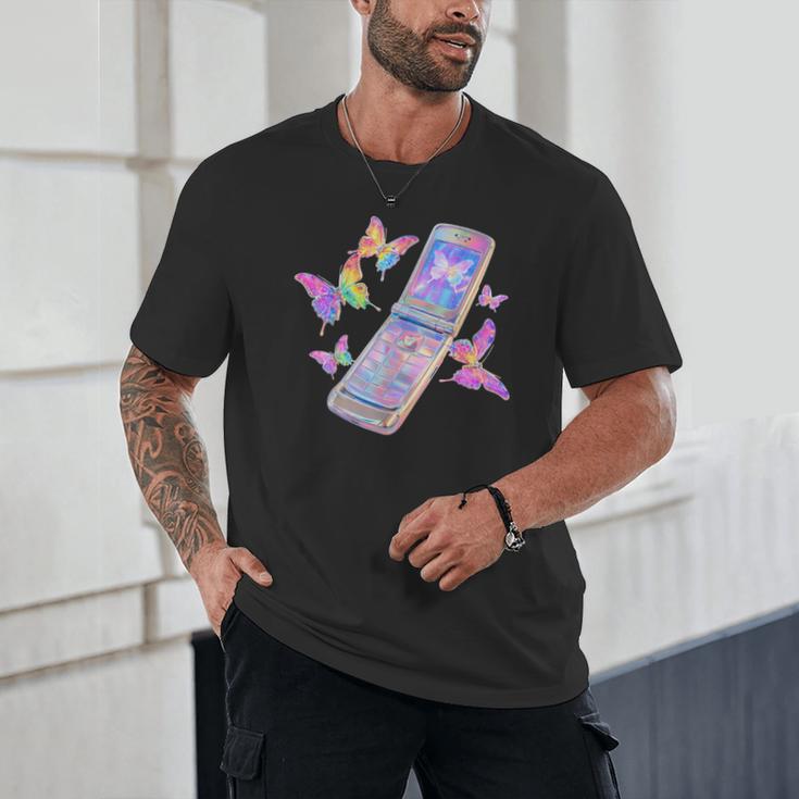 Frutiger Aero Y2K Chrome Phone Butterfly Unisex T-Shirt Frutiger Aero Y2K Chrome Phone Butterfly Unisex T-Shirt