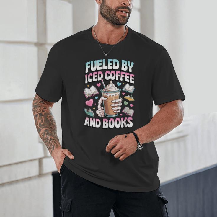 Fueled By Iced Coffee And Books Book Lover Retro Unisex T-Shirt