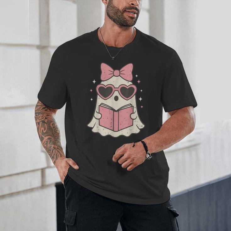 Ghost Reading Book Halloween Cat Lover Unisex T-Shirt Ghost Reading Book Halloween Cat Lover Unisex T-Shirt