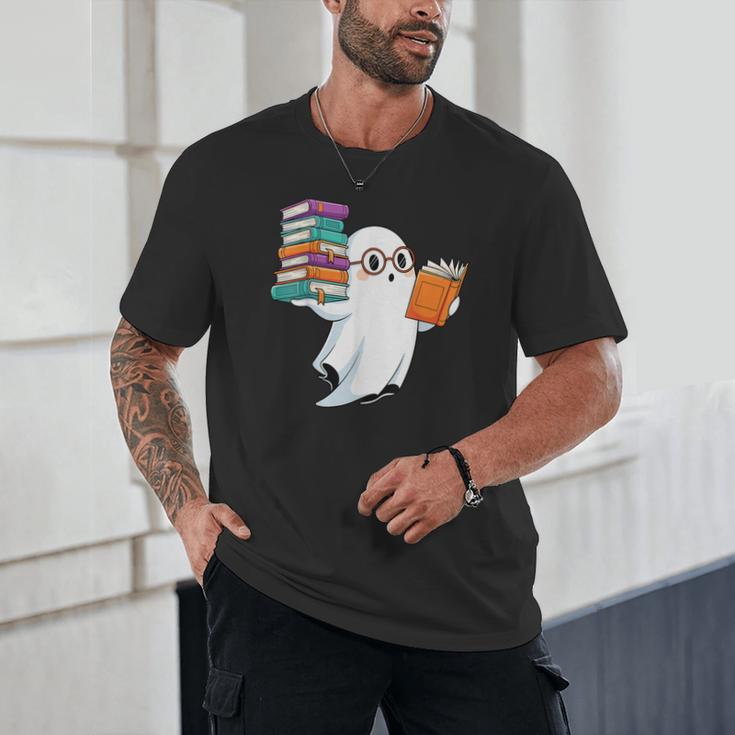 Ghost Reading Books Halloween Library Unisex T-Shirt