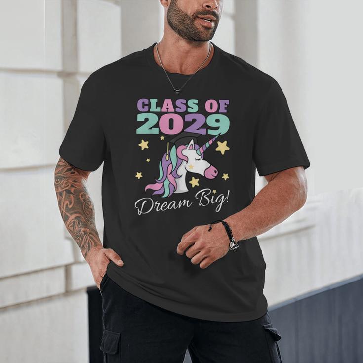 Girls Class Of 2029 Magical Unicorn Graduation Cap Unisex T-Shirt