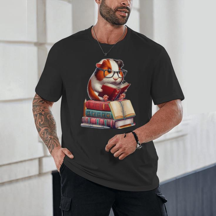 Guinea Pig Reading Books Matching Bookworm Readers Librarian Unisex T-Shirt