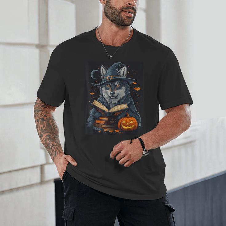 Halloween Girls Boys Cute Wolf Book Pumpkin Kids Halloween Unisex T-Shirt