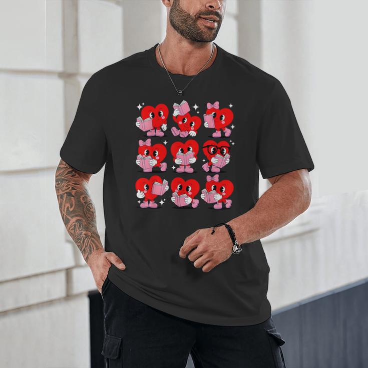 Heart Reading Books Valentine Teacher Boys Girls Book Lover Unisex T-Shirt