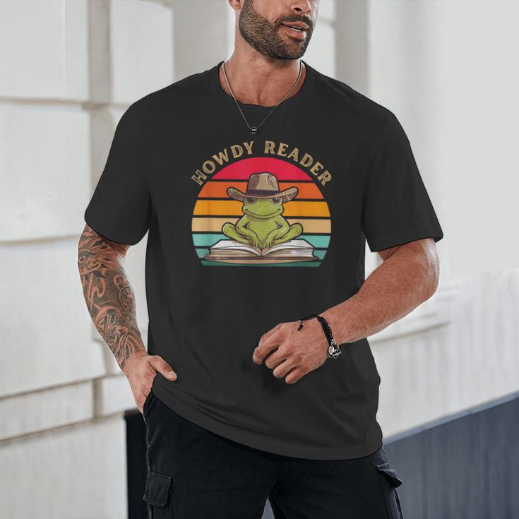 Howdy Reader Frog Reading Book Vintage Unisex T-Shirt