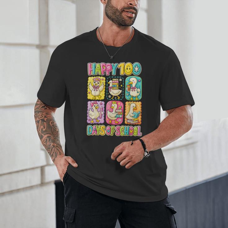 HUGvyn Happy 100 Days Of School Teacher Goose Preppy Books Unisex T-Shirt
