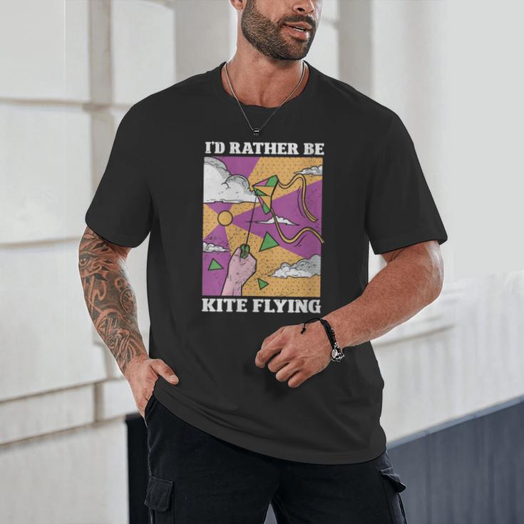 I'd Rather Be Kite Flying Throwback Hobby Memory Kite Unisex T-Shirt