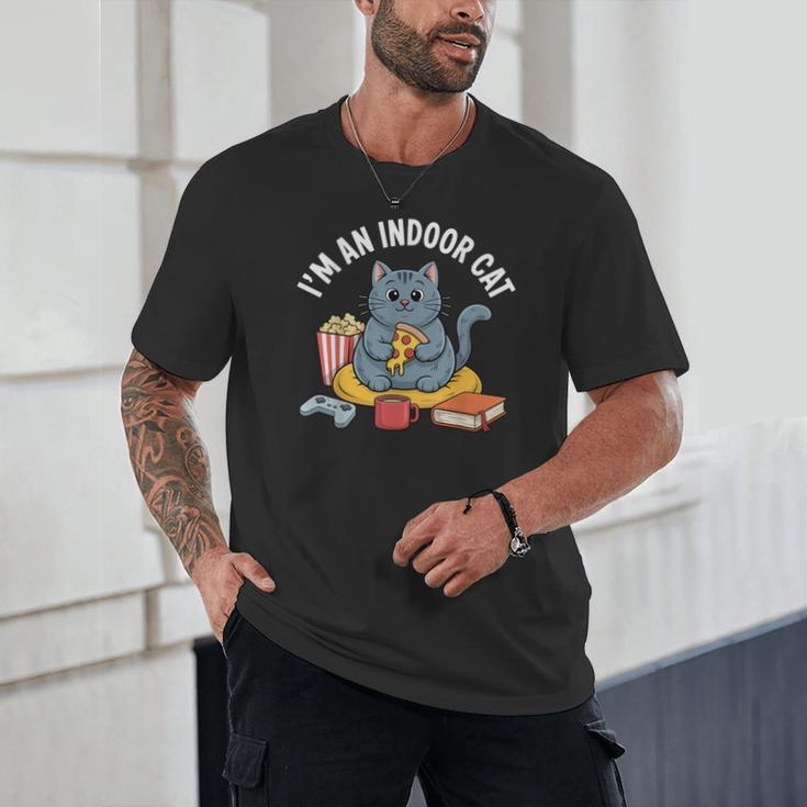 I'm An Indoor Cat Introvert Pizza Popcorn Book Gamer Cat Unisex T-Shirt