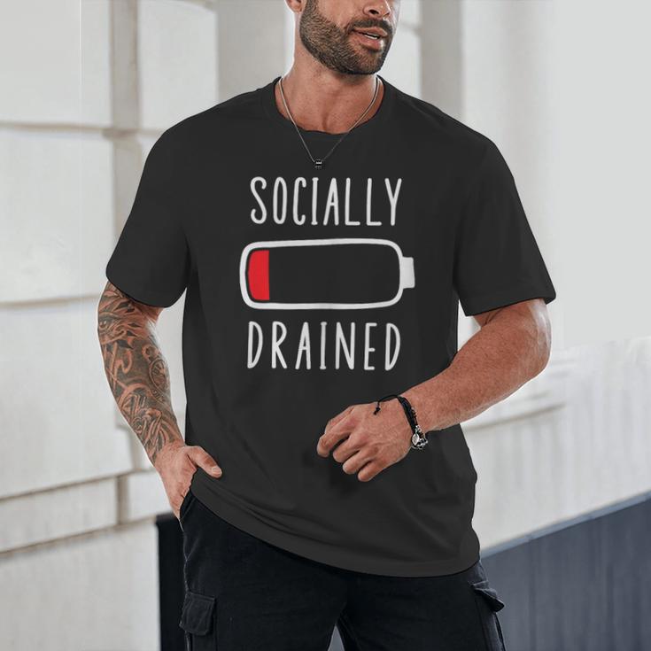 Introvert Socially Drained Battery Unisex T-Shirt