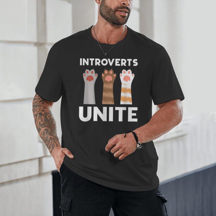 Introvert Unite Kitty Paws Raise Introverted Gathering Unisex T-Shirt Introvert Unite Kitty Paws Raise Introverted Gathering Unisex T-Shirt