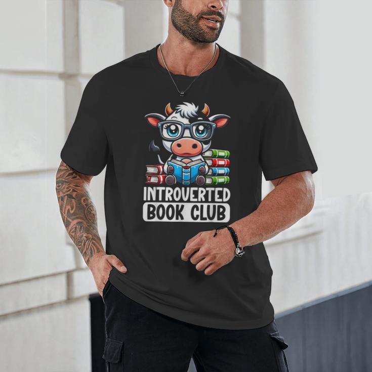 Introverted Book Club Reading Lover Cow Unisex T-Shirt
