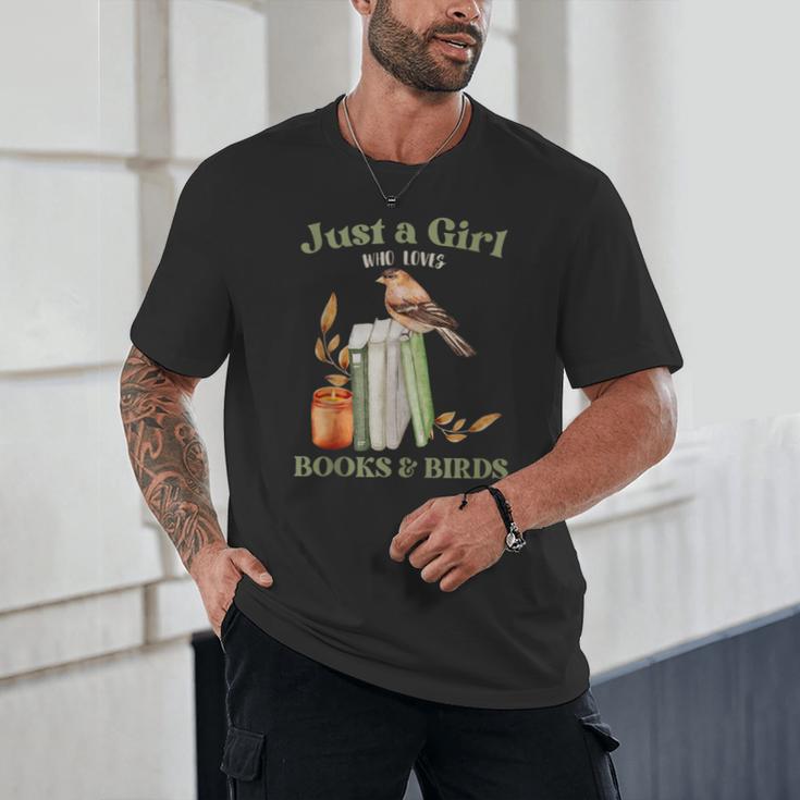 Just a Girl Who Loves Books And Birds Book Reading Bird Love Unisex T-Shirt