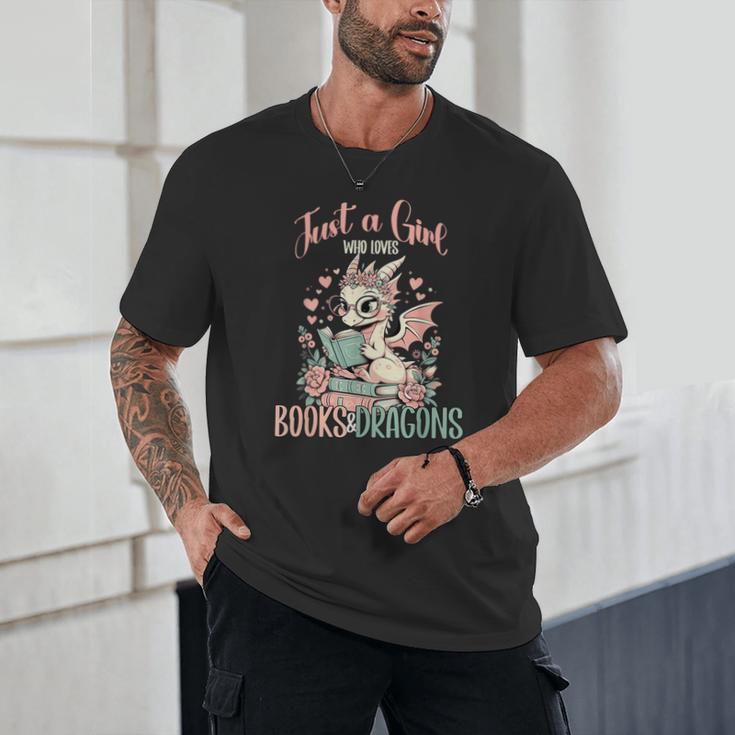 Just a Girl Who Loves Books And Dragons Book Dragon Lover Unisex T-Shirt