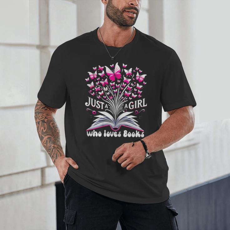Just a Girl Who Loves Books Reading Book Butterfly Bookworm Unisex T-Shirt