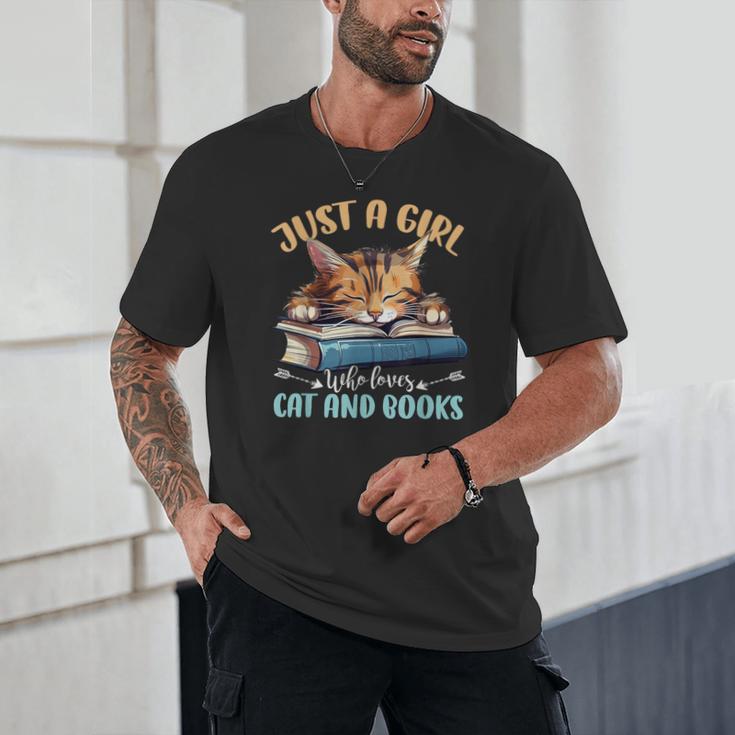Just a Girl Who Loves Cats And Books Kitties Pet Art Lover Unisex T-Shirt Just a Girl Who Loves Cats And Books Kitties Pet Art Lover Unisex T-Shirt