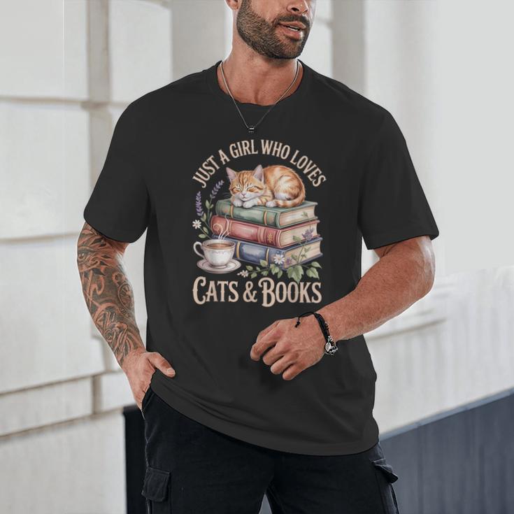 Just A Girl Who Loves Cats And Books Reading Librarian Unisex T-Shirt Just A Girl Who Loves Cats And Books Reading Librarian Unisex T-Shirt