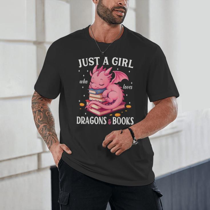 Just A Girl Who Loves Dragons And Books Dragon Reading Lover Unisex T-Shirt Just A Girl Who Loves Dragons And Books Dragon Reading Lover Unisex T-Shirt