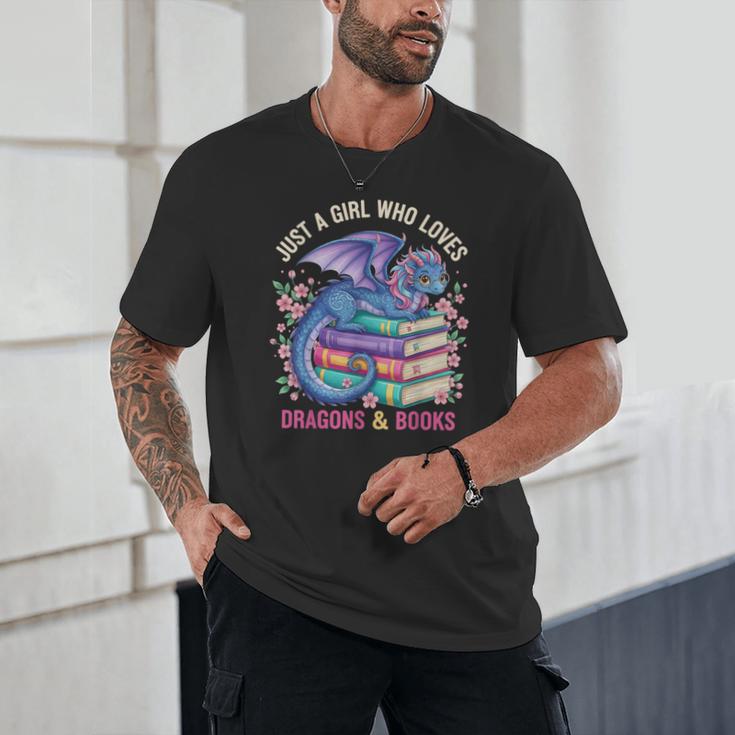 Just a Girl Who Loves Dragons And Books Dragon Reading Unisex T-Shirt Just a Girl Who Loves Dragons And Books Dragon Reading Unisex T-Shirt