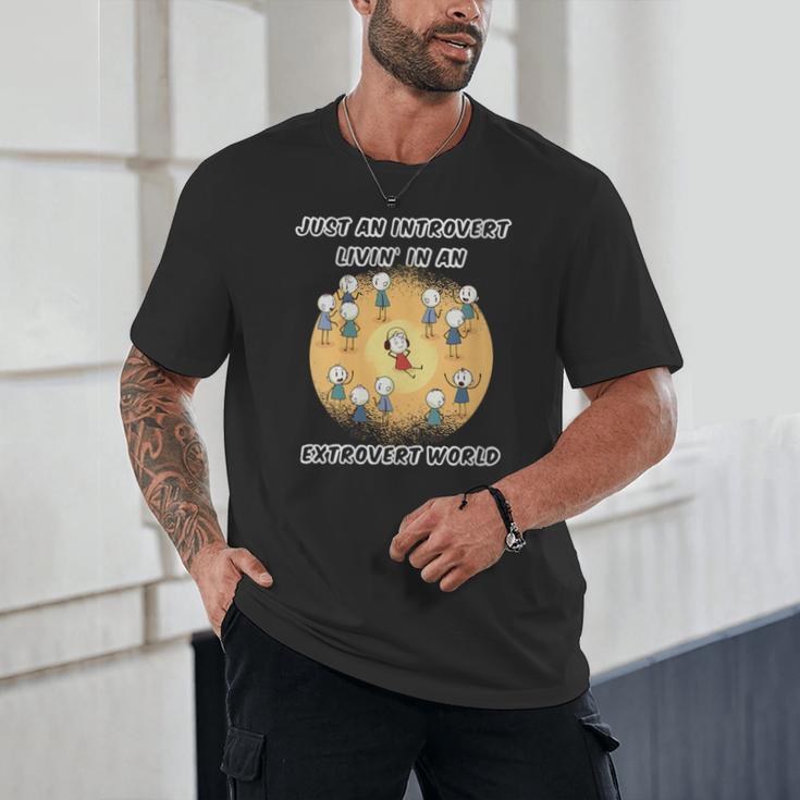 Just An Introvert Living In An Extrovert World Stickmen Unisex T-Shirt Just An Introvert Living In An Extrovert World Stickmen Unisex T-Shirt